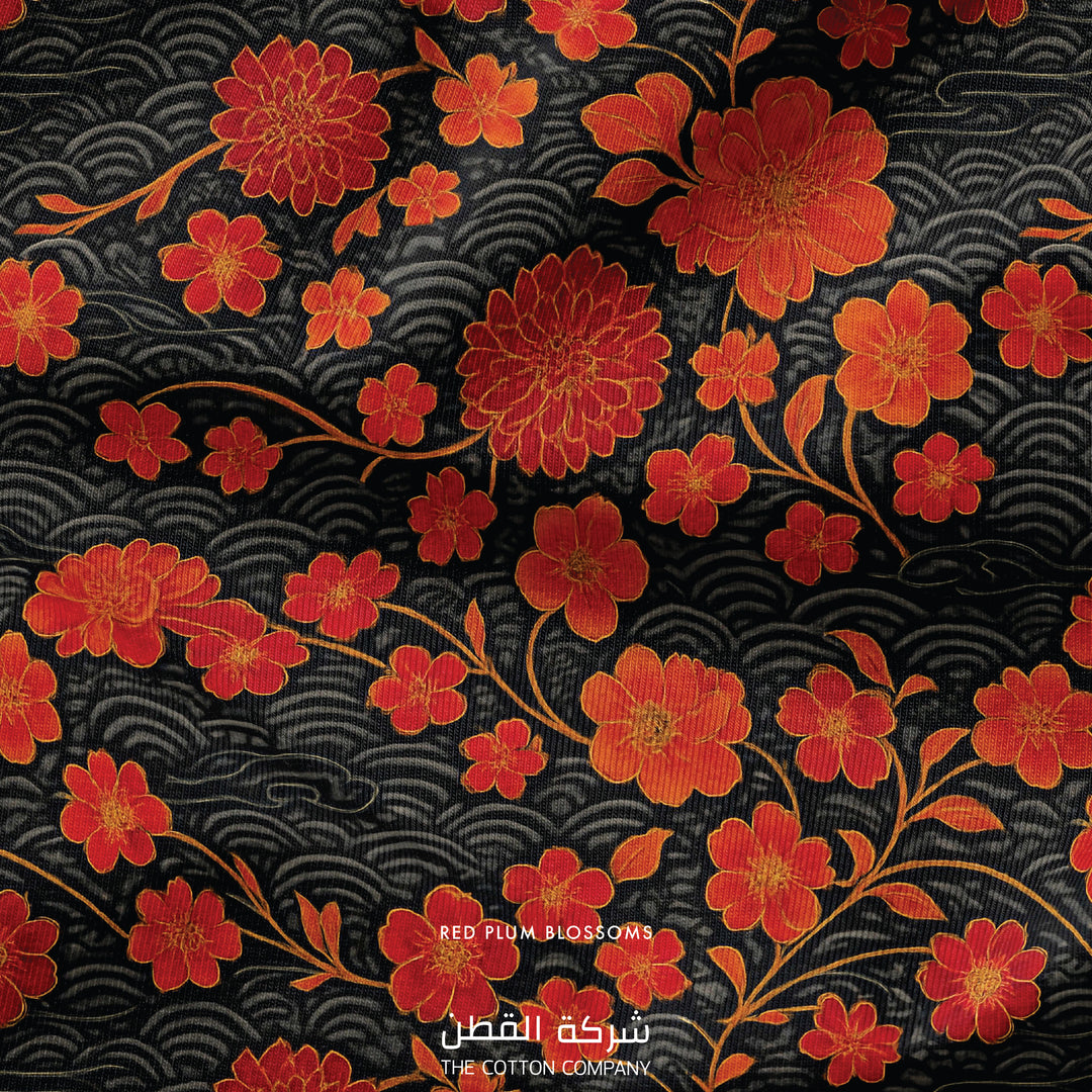 Fabric - Red Plum Blossoms