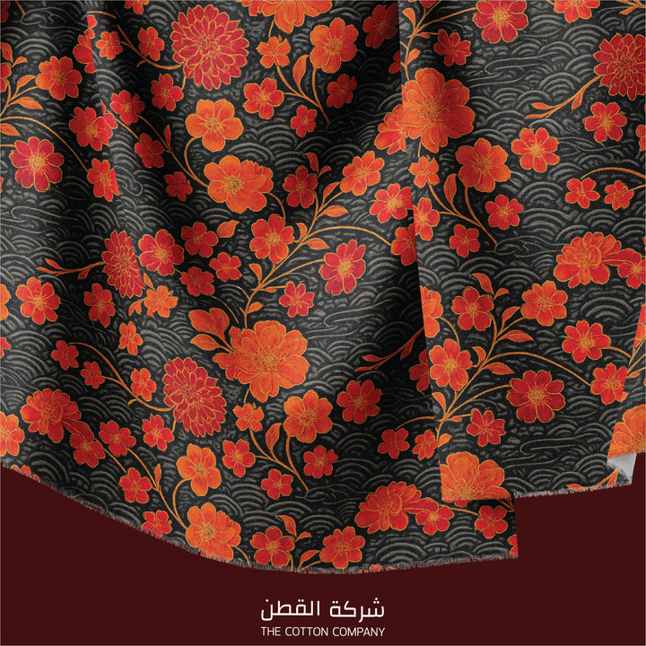 Fabric - Red Plum Blossoms